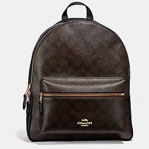 COACH Medium Charlie Backpack - Signature Black and Brown